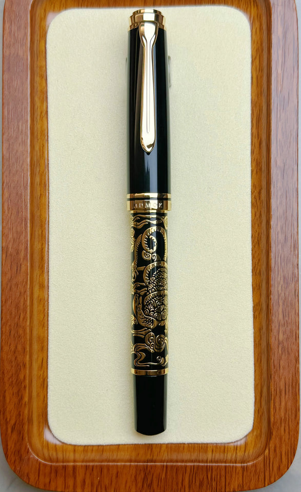 ADMOK J800 Finely Carved Piston on Ink Schmidt Nib BOCK Nib Pelican Pen Baileybird Fountion Pens Business Office Writing