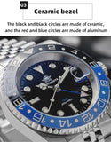ADDIESDIVE Fashion GMT Watch for Men Super Luminous AD2050 Wristwatches Luxury Luminous 20Bar Diving Stainless Steel Man Watches