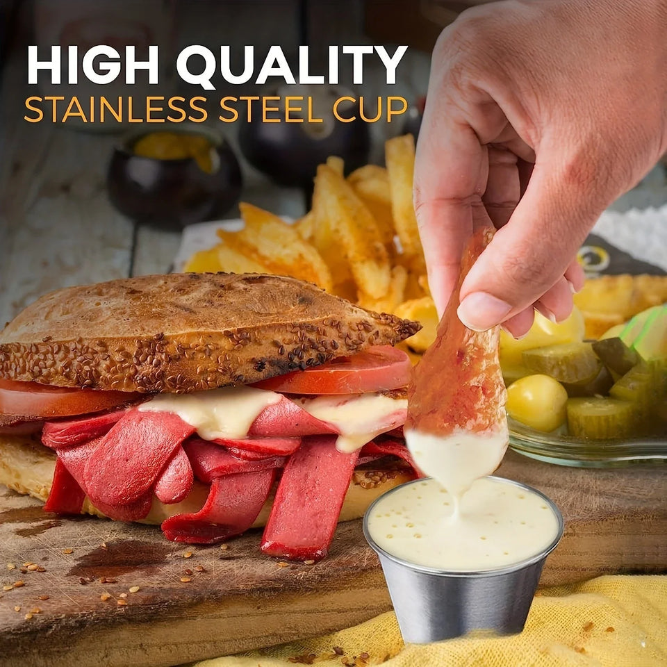Heavy Duty Thickened 4/12 Pcs Round Stainless Steel Sauce Dishes Reusable Dipping Cups Corrosion-Resistant Commercial Grade