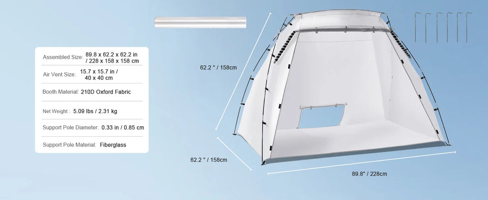 SucceBuy Portable Paint Booth Shelter 7.5x5.2x5.2/10x7x6ft Foldable Spray Painting Tent for Furniture Craft Project DIY Tool