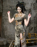 Blood Supply Original New Chinese Cheongsam Slim Dress Tie Tassel Jacquard Tunic Waist Sheath Long Trumpet Dresses Festival