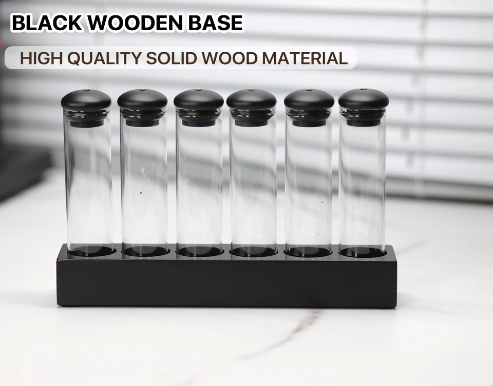 Coffee Beans Storage Container Display Rack Walnut Tea Tube Bottle Glass Espresso Coffee Accessories Tool Barista Coffeware Sets