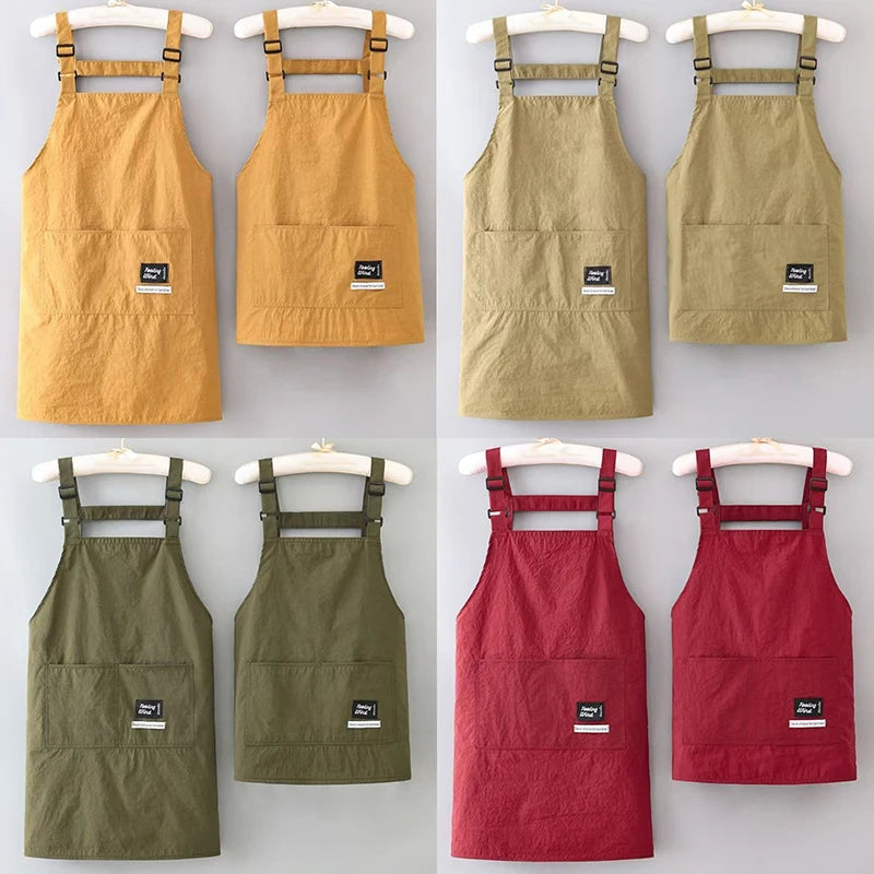 【Peace】Household Canvas Apron Oil-proof Can Wipe Hands Kitchen CookingMen Women Adult With Tool Pocket Fashion Coffee Over Apron