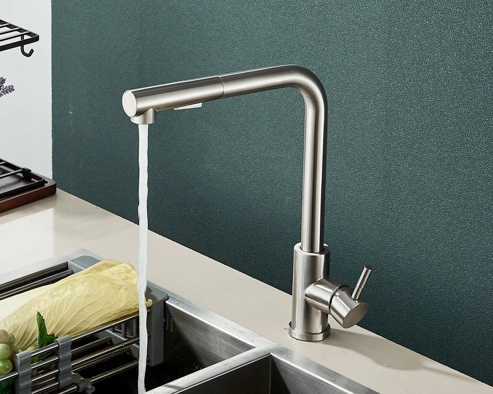 Matte Black Kitchen Faucet Pull Out Kitchen Sink Water Taps Dual Way Sprayer Mixer Tap 360 Rotation Cranes Deck Mounted