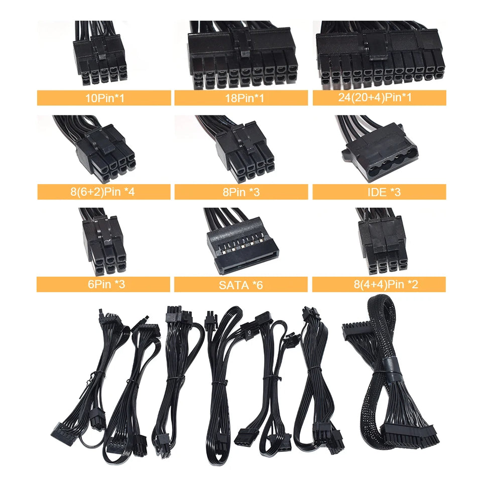 JULONGFENGBAO ATX 850W Full Modular RGB 80Plus Gold 20+4Pin 12V PSU Professional E-Sports Video Game Computer PC Power Supply