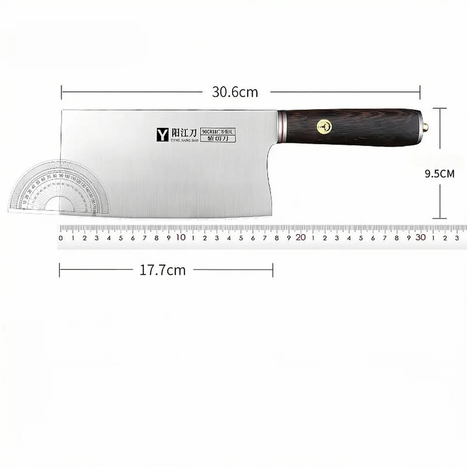 Yangjiang 9Cr18 Stainless Steel Cleaver, 2-in-1 Household & Commercial Knife for Slicing Meat & Chopping Bones C2612