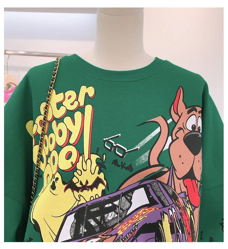 Letter Printing Sweatshirt Women High Street Cartoon Puppy Car Clothes Casual Crew Neck Sweater Bulk Items Wholesale Lots