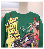 Letter Printing Sweatshirt Women High Street Cartoon Puppy Car Clothes Casual Crew Neck Sweater Bulk Items Wholesale Lots