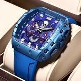 LIGE Brand Mens Watch Skeleton Skull Dial Sports Military Watches Men Fashion Luxury Waterproof Quartz Watch Chronograph Relogio