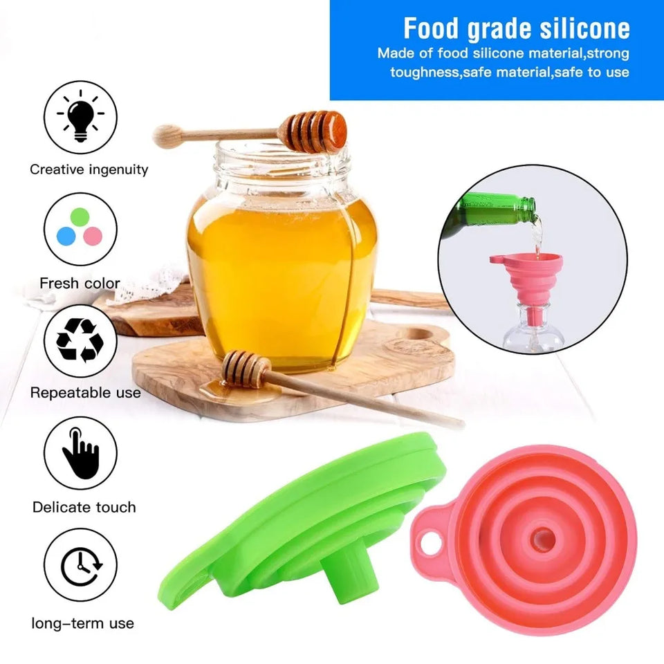 Collapsible Silicone Funnel Food Grade Foldable for Filling Bottles Perfume Capsules Fry Oil Filter Kitchen Cooking Tool