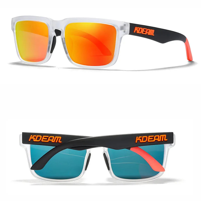 KDEAM New Arrivals Fashion Square Polarized Sunglasses For Men And Women Fishing Sun Glasses Colorful Lens With Hard Case