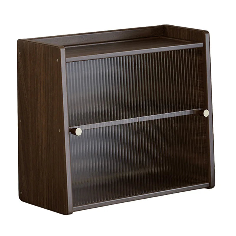Walnut Wood Living Room Cabinet Storage Dresser Drawer Display Cabinet TV Stand Sideboard Organizer Cup Rack Included Cabinet