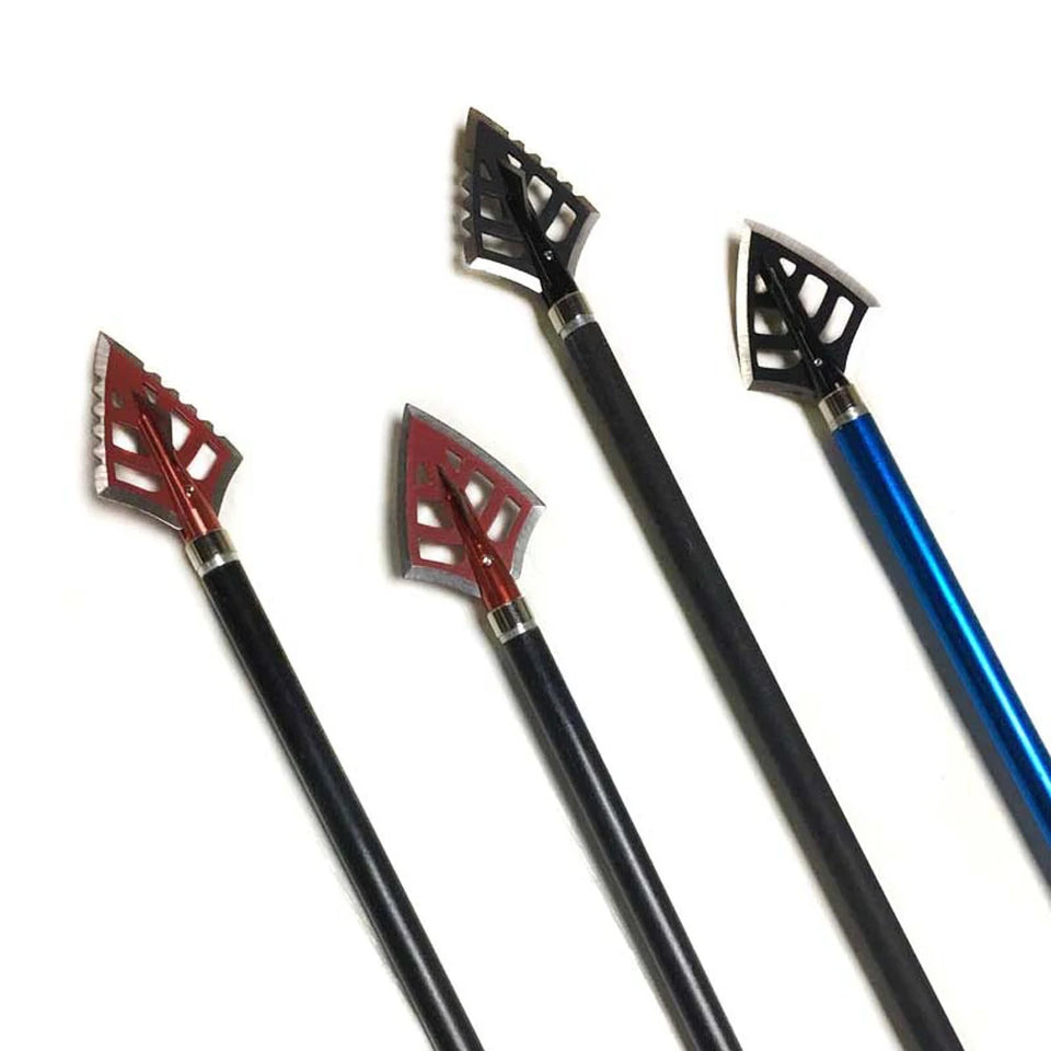 6Pcs Archery Hunting Aluminum Broadheads 4-blade Arrow Heads Points Tips Shooting 100 Grain Broadheads