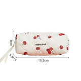 Storage Organizer Cherry Printing Makeup Bag Quilted Cosmetic Pouch Large Travel Cosmetic Bag Cute Cotton Makeup Pouch