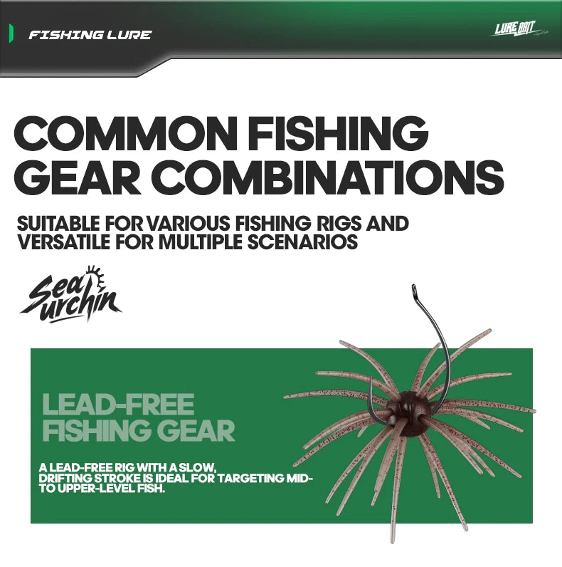 TAIYU 2-Pack Floating Sea Urchin Soft Lures, Bionic Soft Baits, TPE Material Fishing Lures for Saltwater Fishing, Commercial Pon