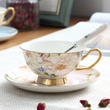 1Pc Euro Style Bone China Cup& Saucer Set, Ceramic Tea Coffee Cup for Home Kitchen Wedding