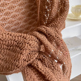 Korean Hollow Out Knitted Shawl Summer Air Conditioning Fake Collar Neck Guard Knit Thin Knotted Cape Shoulder Scarf For Women