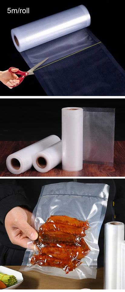 Vacuum Sealer Bags Rolls for Vacuum Sealer Meat Fruit Vegetable Food Vacuum Storage Packaging Bags 12/15/20/25/30cm 500cm/roll