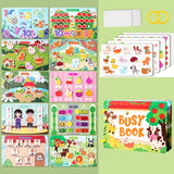 Interactive Silent Book Enhancing Recognition Numbers, English Letters, Fruits, Animals Weather Reusable Stickers Activity Books