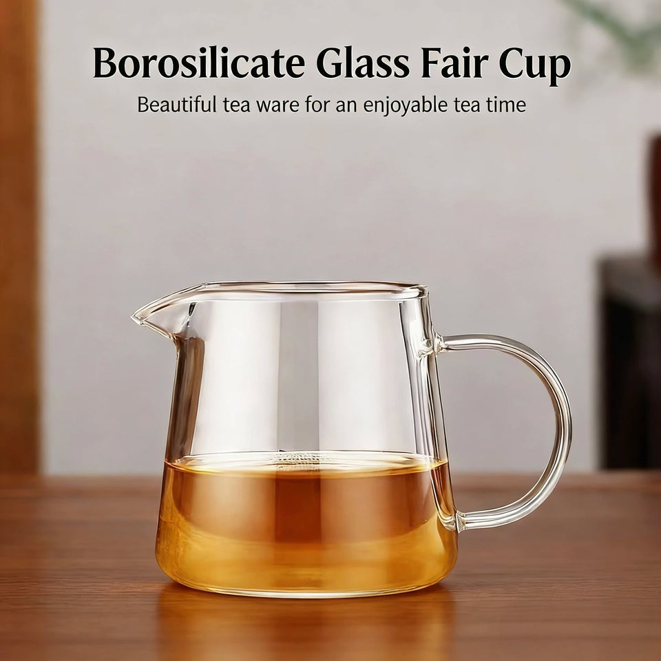 250ml Straight-Sided Fair Cup, Heat-Resistant Borosilicate Glass Tea Pitcher, Clear Glass Tea Server for Pouring & Serving Tea