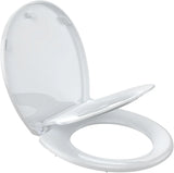 17"/19" Elongated Round White Toilet Seat, Slow Soft Close Magnets Down Lock Quick Release, Quick Top Mount Toilet Seat