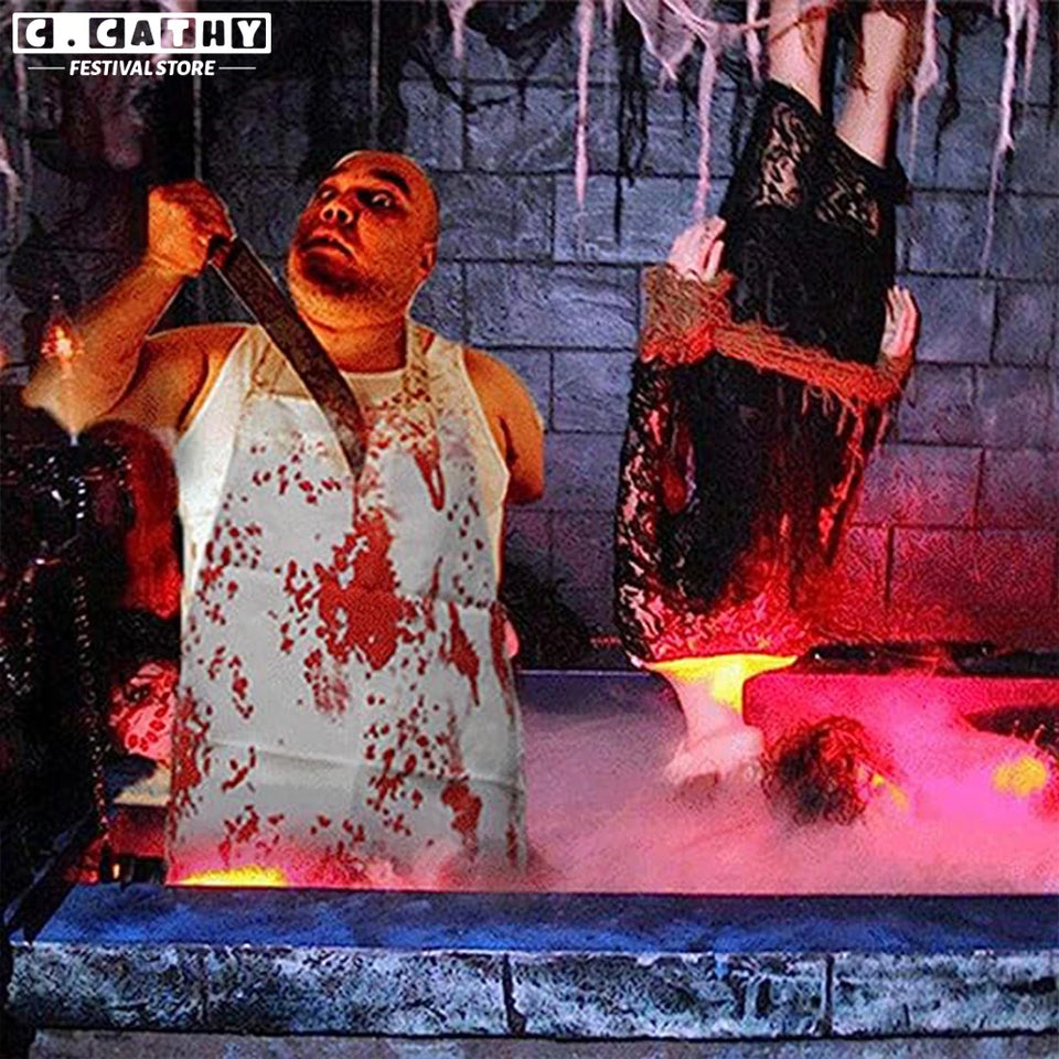 Halloween Blood Apron Set Party Butcher Costume Sharp Knife Horror Kitchen Bloody Scary Dress Up Atmosphere Cosplay Props