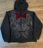 Men and women loose casual simple zipper jacket American retro splicing hot diamond print cartoon design hooded sweatshirt