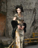 Blood Supply Original New Chinese Cheongsam Slim Dress Tie Tassel Jacquard Tunic Waist Sheath Long Trumpet Dresses Festival