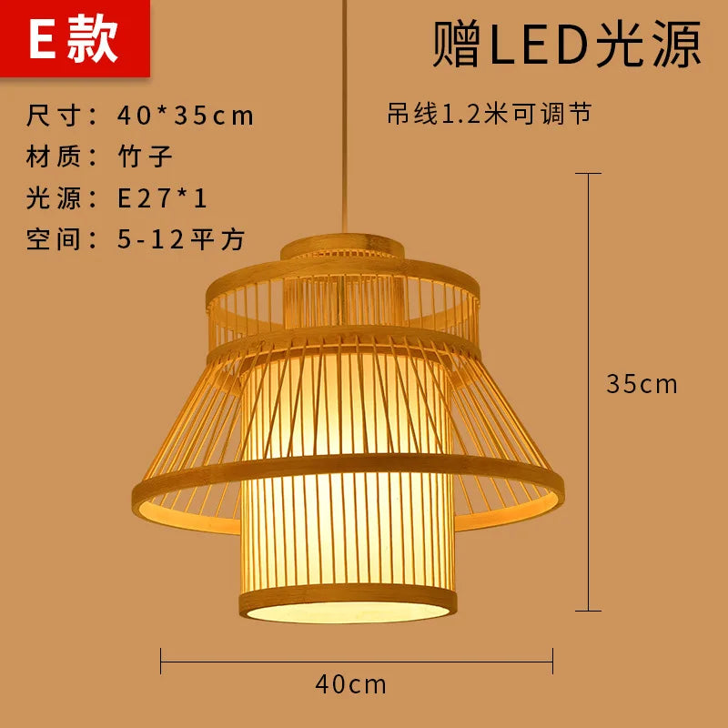 Bamboo Artwork Chandelier Lantern Tea Room Restaurant Restaurant Hot Pot Restaurant Japanese Style Retro Zen