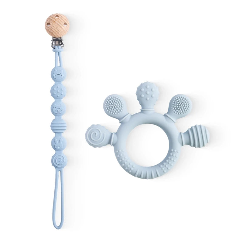 1PC Baby Silicone Teether Toys BPA Free Silicone Finger Ring Pacifier Chain Soothing Teething Toys For Newborn Teething Gifts