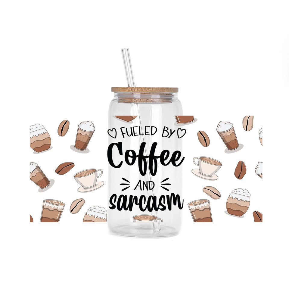 Coffee vibe Series easy peel waterproof DIY decoration decals 3D transfers uvdtf crystal sticker 16oz uv dtf cup wraps