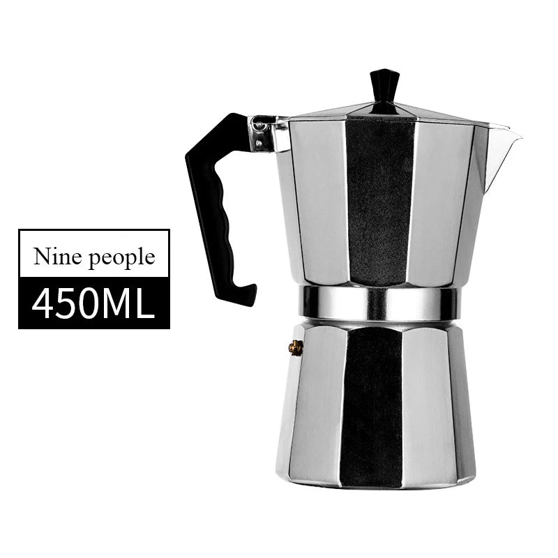 Mocha Coffee Pot Stovetop Espresso Maker Aluminum Silver Coffee Percolator Home Hand-brewed Octagonal Moka Pot Kitchen Utensils