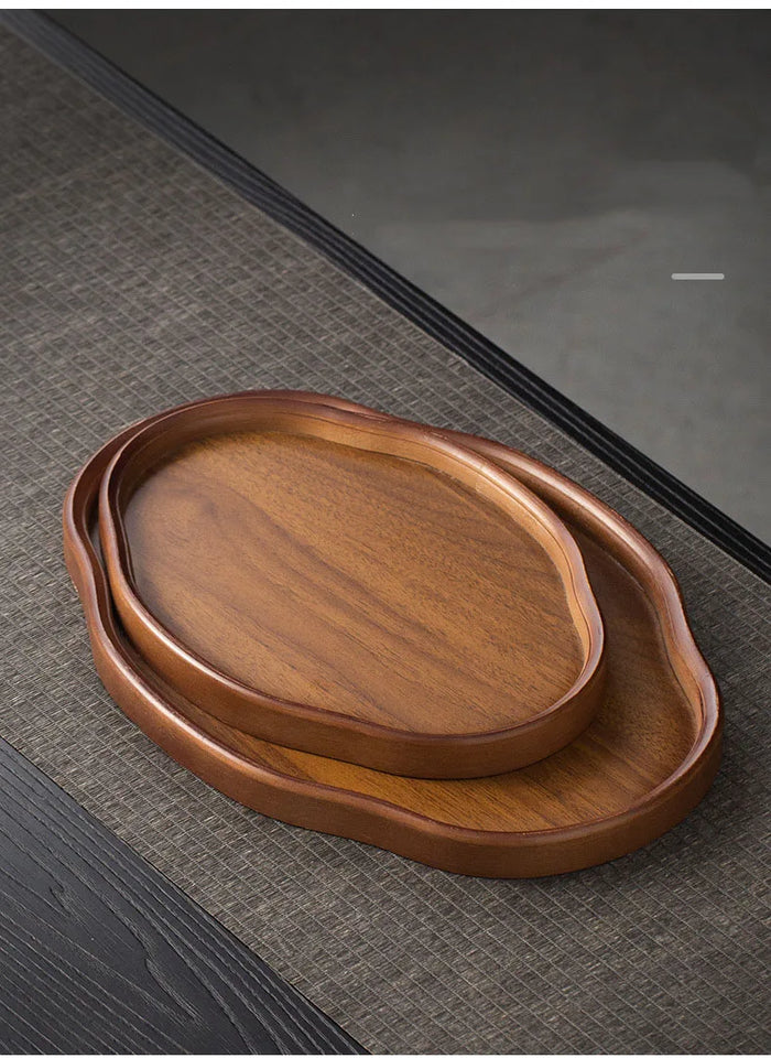 Wooden Decorative Serving Tray for Coffee Table and Home Decor Fruit Platter Decor Trays Serving Ware Food Dish Serving Platters