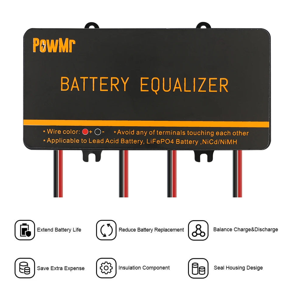 PowMr USA 24V 48V Battery Equalizer Voltage Balancer Equalize Voltage of Power Bank for Lifepo4 Battery to Extend Battery Life