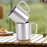 Stainless Steel Mountaineering Water Cup Button Coffee Camping Mug with Carabiner Handle Climbing Hiking Backpacking Travel Cups