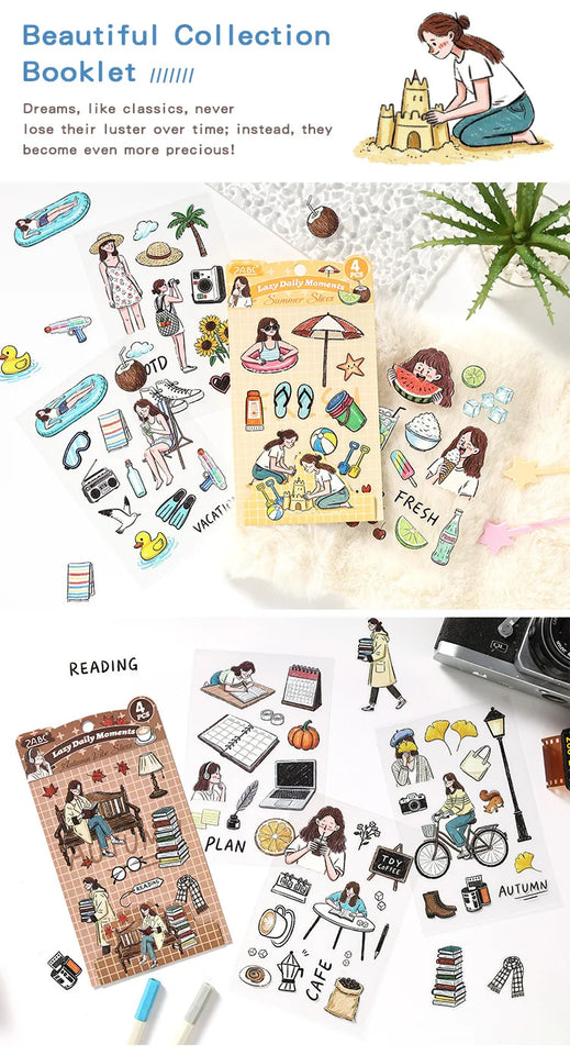 JIANWU Good Collection Book Series Vintage Life Character Landscape Material Collage PET Sticker Creative DIY Journal Stationery