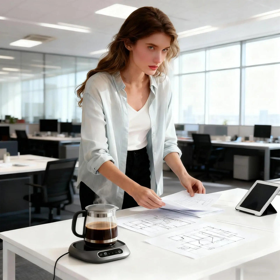 Coffee Mug Warmer with Touch Screen, Electric Ceramic Drink Cup Heater for Coffee Tea Hot Chocolate, for Office Desk, Home