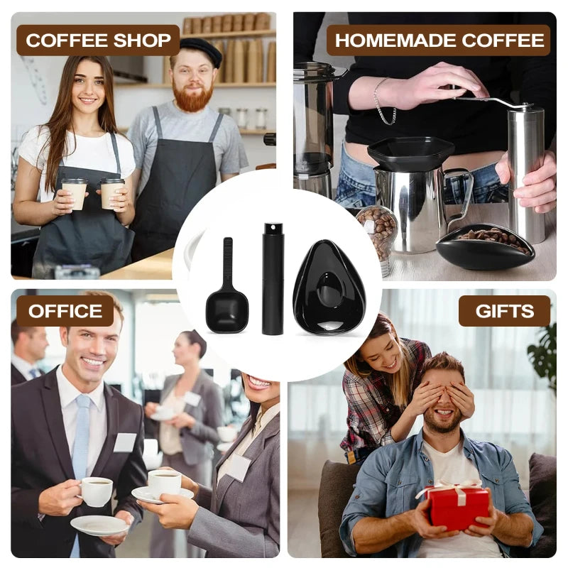 Leeseph Coffee Bean Dosing Cup and Spoon Set, Ceramic Dosing Vessel Measuring Tray Kit for Coffee or Tea,  Espresso Accessories