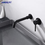 Black Bathroom Sink Faucet  Brass Tap Hot Cold Wash Basin Water Swivel Spout Wall Mounted Bath Mixer Brushed Gold Gunmetal