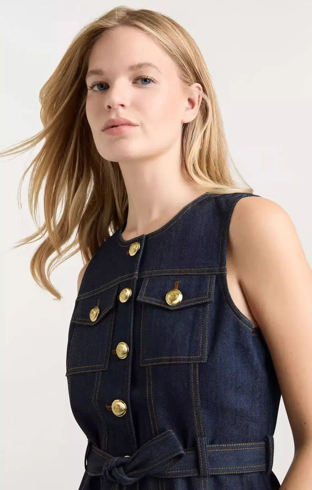 Denim suit spring and summer tops for women 2026 new style simple and elegant high-end denim fashionable style vest
