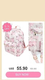 2PCS/SET Trendy Flower Bow Printing School Bag Lunch Bag Large Capacity Nylon Backpack Cute Students Insulation Ice Bento Box