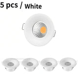 5pcs/lot dimmable mini COB downlights, 3W spotlights, LED recessed ceiling lights, AC85-265V household and commercial lighting