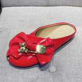 Women Slippers Gold Chain Bear Half Slippers Female Flats Sandals Brand Mullers Plus Size Summer Women Shoes Fashion Bow Slipper