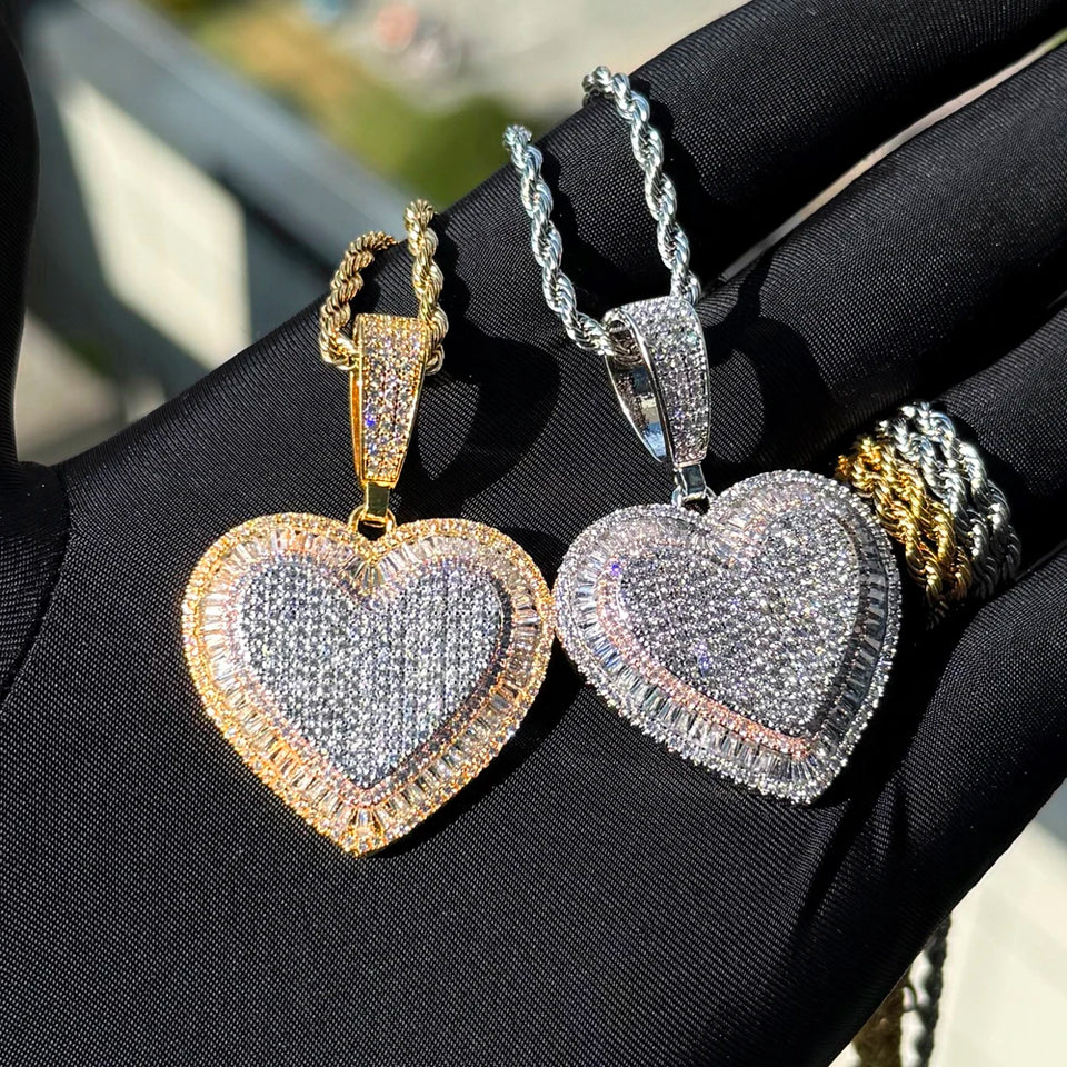 2026 New Arrivals Shiny Heart Shaped Pendant Necklace Micro Pave Bling Cubic Zirconia For Women Fashion Valentine's Day Gift