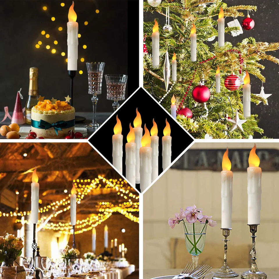 LED Flameless Taper Candles 6.5/11" Battery Operated Fake Flickering Candlesticks Electric Long Candles for Wedding Home Decor