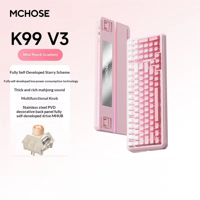 MCHOSE K99 V3 Mechanical Keyboard Tri-Mode Wireless ARGB Control Knob 10000mAh Dual 8K 0.125ms Hot-Swappable Custom Game Keyboar