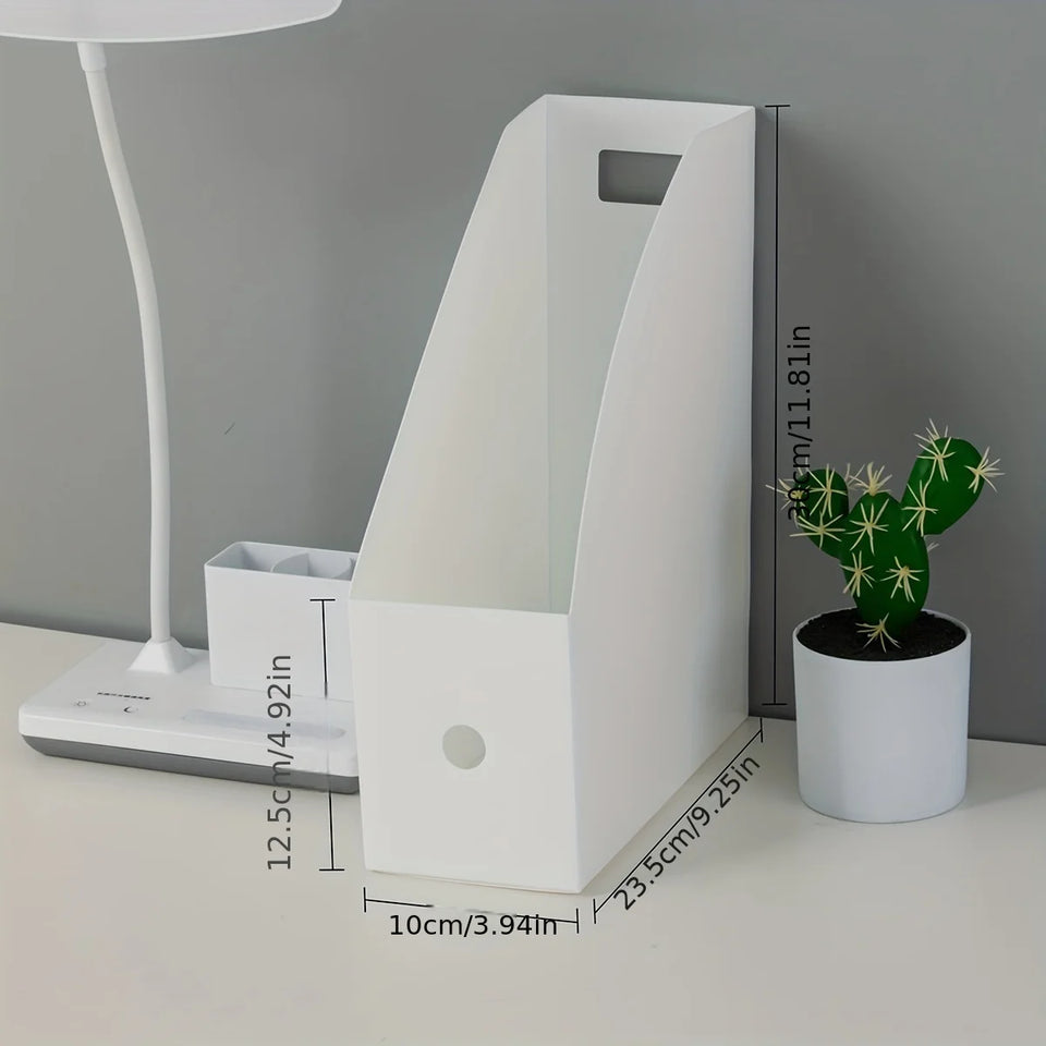 Plastic Multi-Purpose Desk Organizer - Book Stand & File Holder for Office Supplies and Stationery