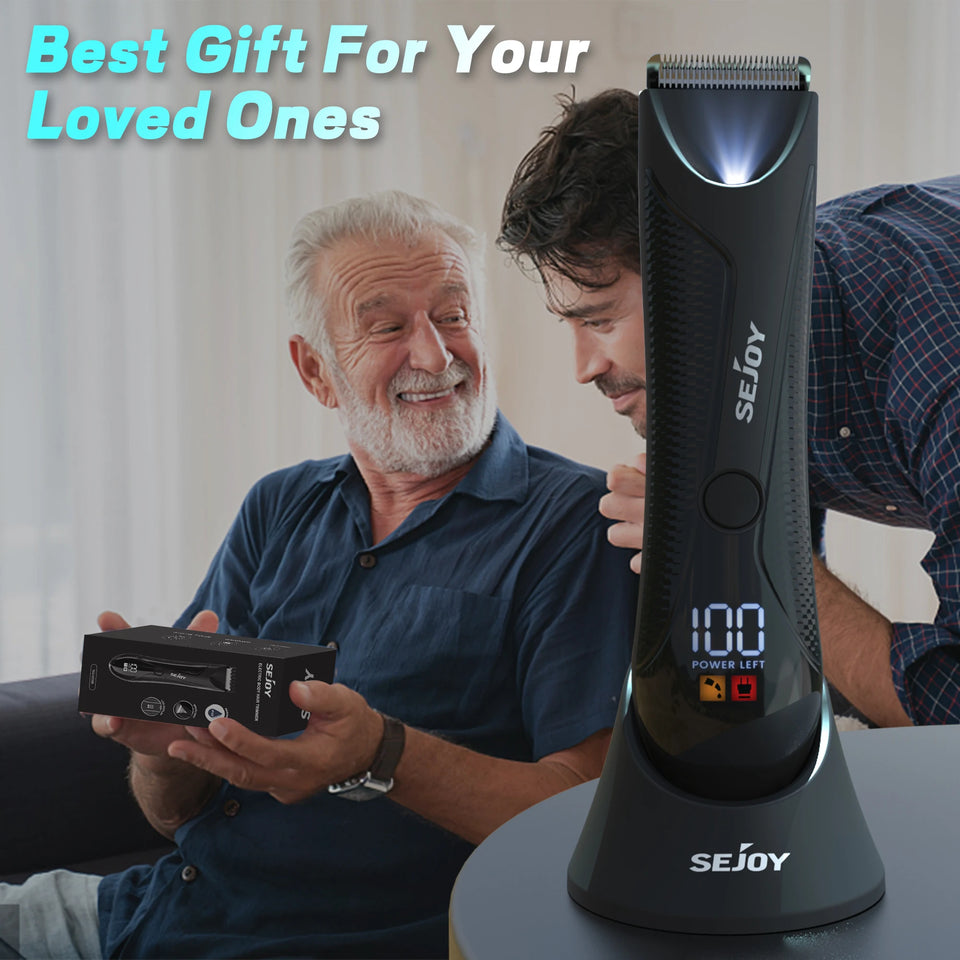 Sejoy Shaver for Men Ball Trimmer for Groin Pubic Grooming Body Hair Trimmer Replaceable Ceramic Blade Heads Electric Razor