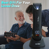 Sejoy Shaver for Men Ball Trimmer for Groin Pubic Grooming Body Hair Trimmer Replaceable Ceramic Blade Heads Electric Razor