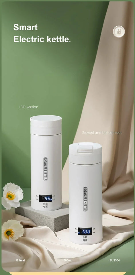 Portable Electric Kettles Tea Coffee Kettle Mini Travel Boil Water Stewable Keep Warm Appliances Thermo Anti-Scald Bottle